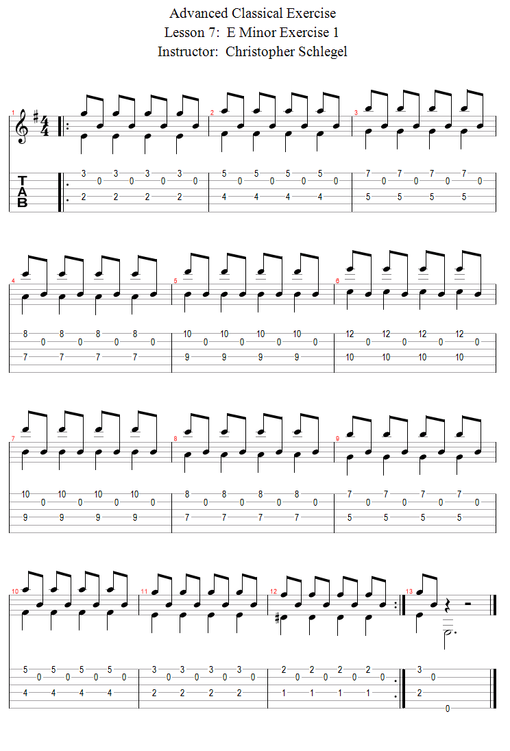 E Minor Exercise 1 song notation