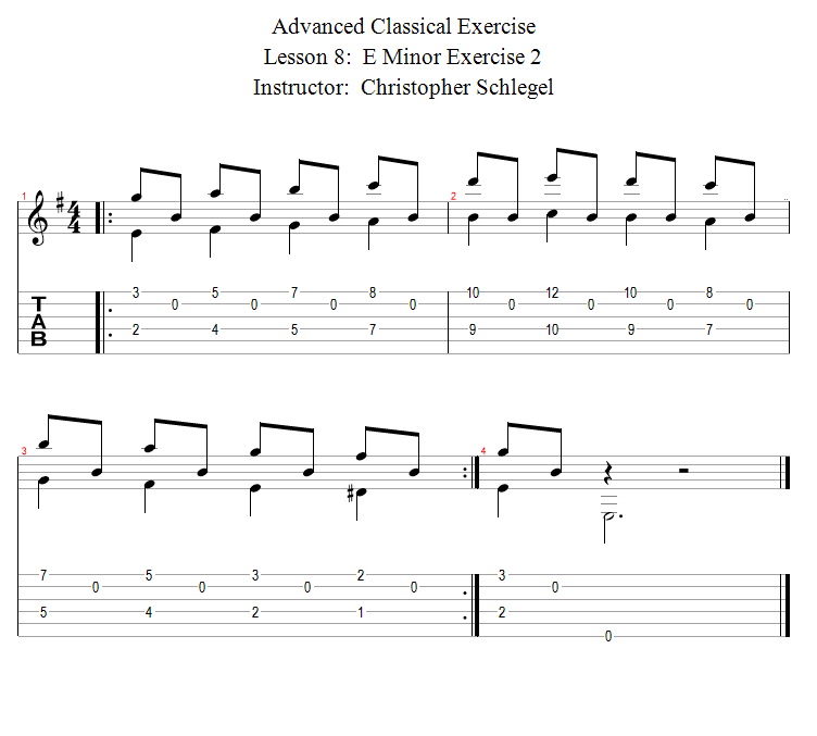 E Minor Exercise 2 song notation