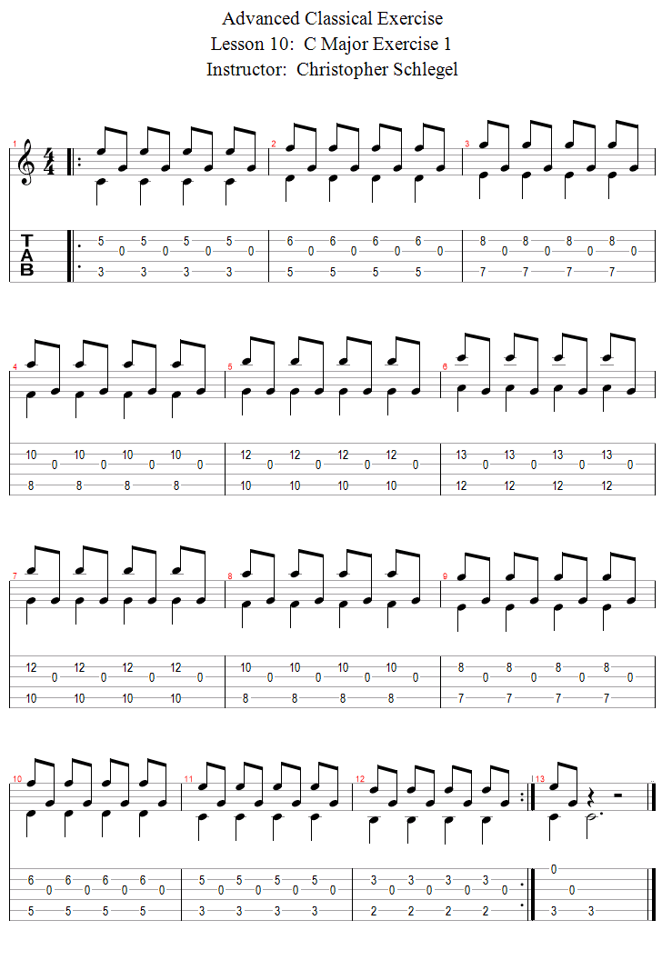C Major Exercise 1 song notation