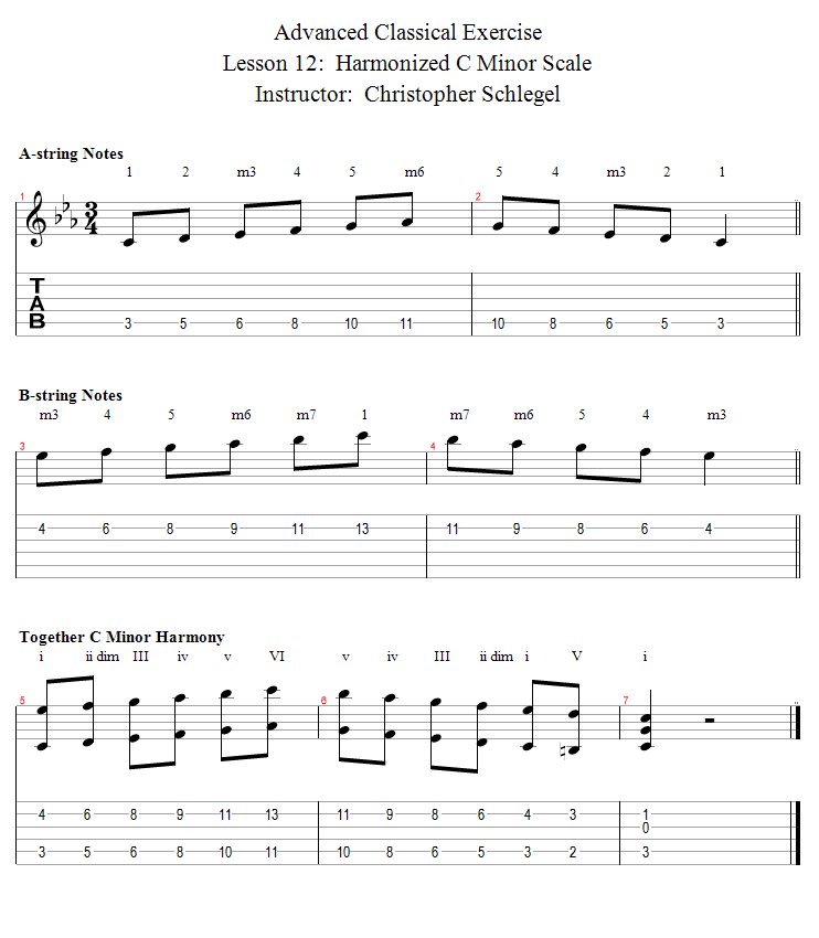 Harmonized C Minor Scale song notation