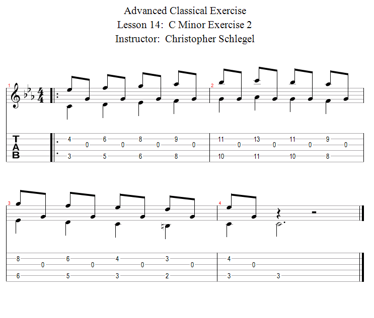 C Minor Exercise 2 song notation