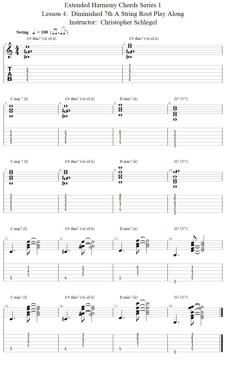 Diminished 7th A String Root song notation