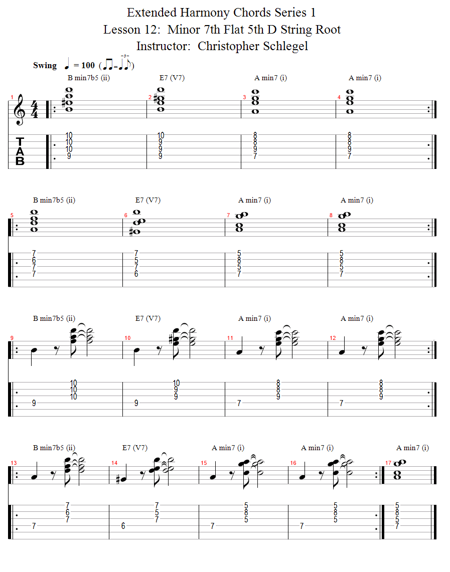 Minor 7th Flat 5th D String Root song notation