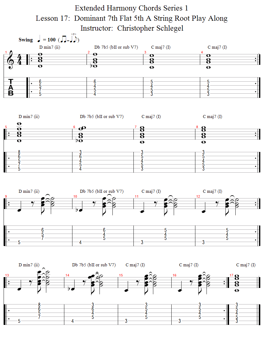 Dominant 7th Flat 5th A String Root Play Along song notation