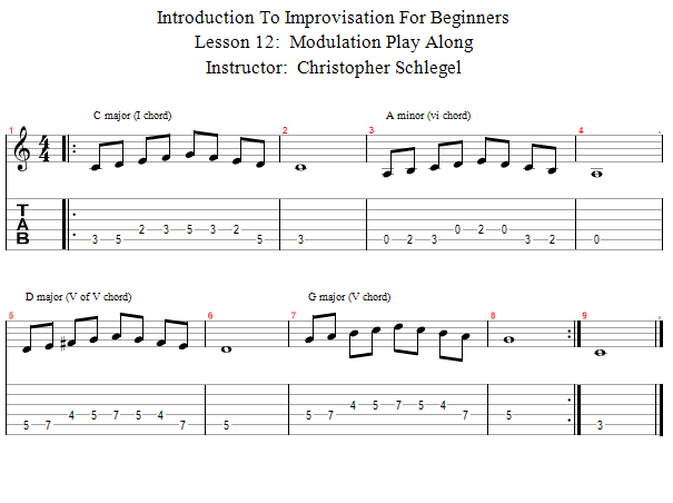 Modulation Melody Play Along song notation