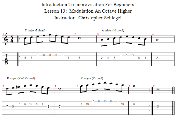 Modulation An Octave Higher song notation