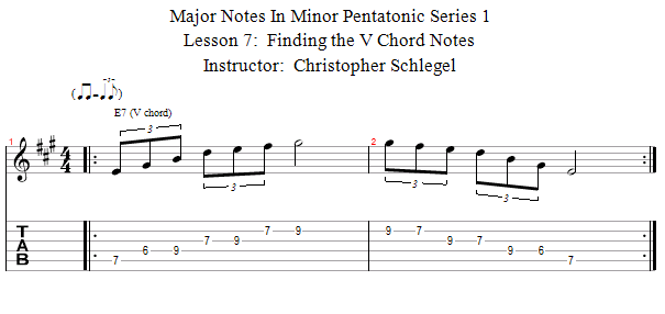 Finding the V Chord Notes song notation