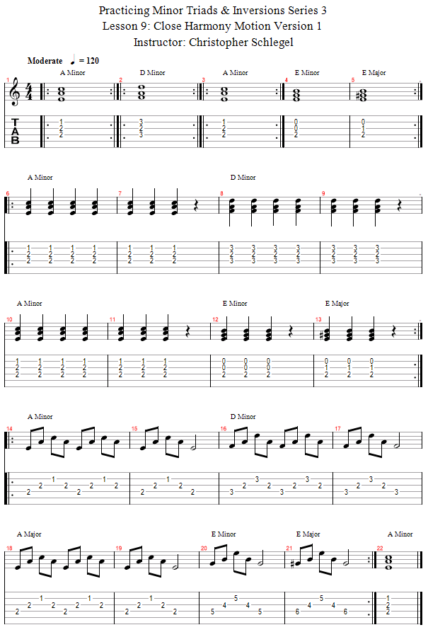 Close Harmony Version 1 Play Along song notation