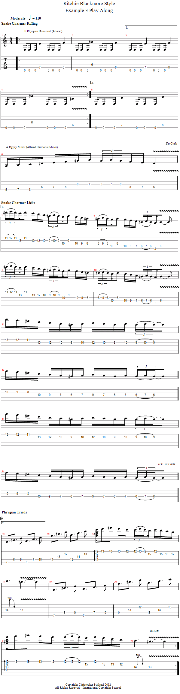 Preparing to Play Along Example 3 song notation