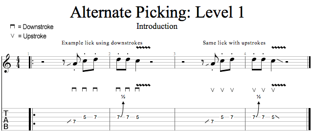 Intro To Alternate Picking song notation