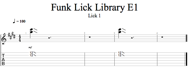 F1: Lick 1 song notation