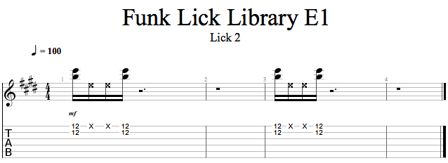 F1: Lick 2 song notation