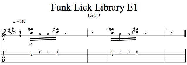 F1: Lick 3 song notation