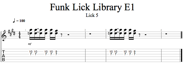 F1: Lick 5 song notation
