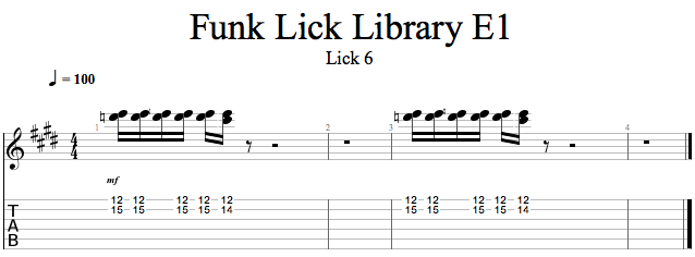 F1: Lick 6 song notation