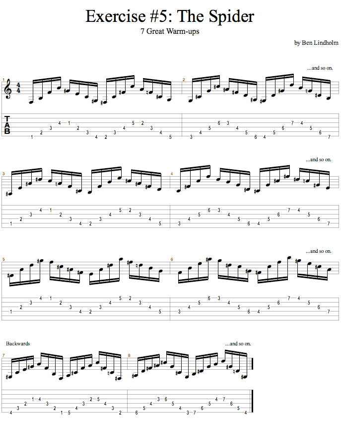 Warm-up 5: The Spider 1 song notation