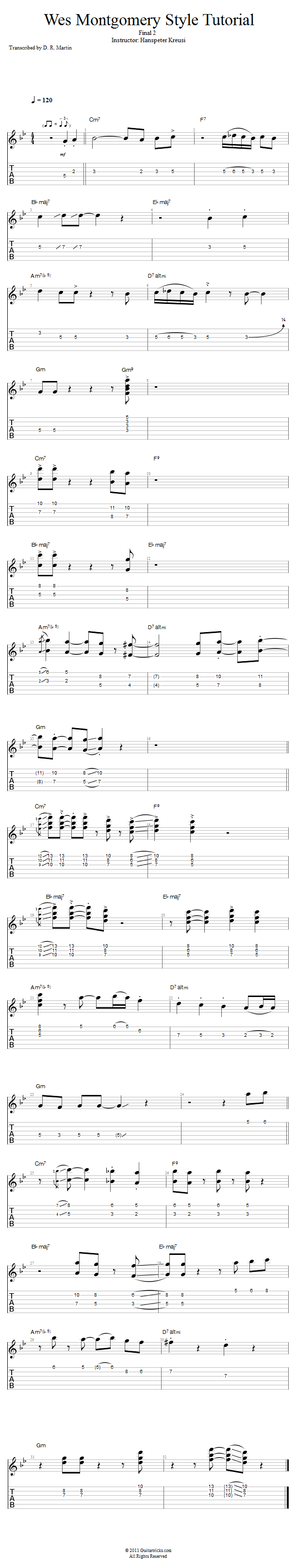 Wes Montgomery Style: Final 2 song notation