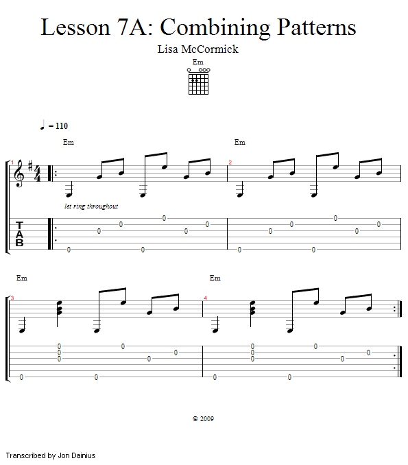 Ramping it up: Combining Fingerpicking Patterns song notation