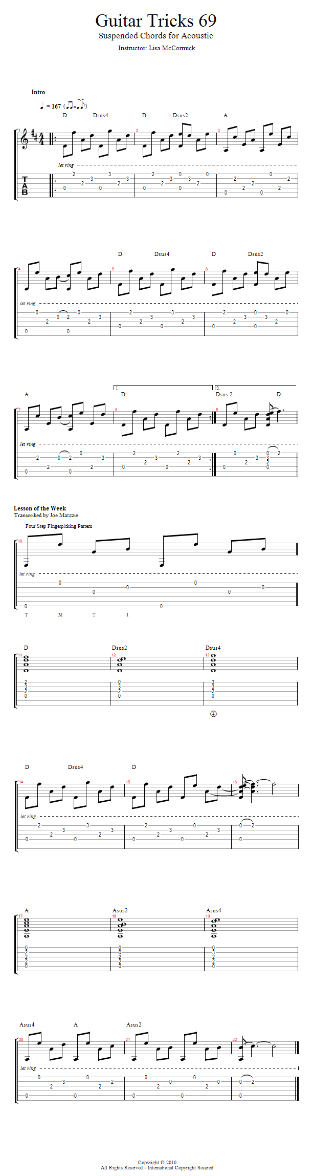 Guitar Tricks 69: Sus Chords song notation