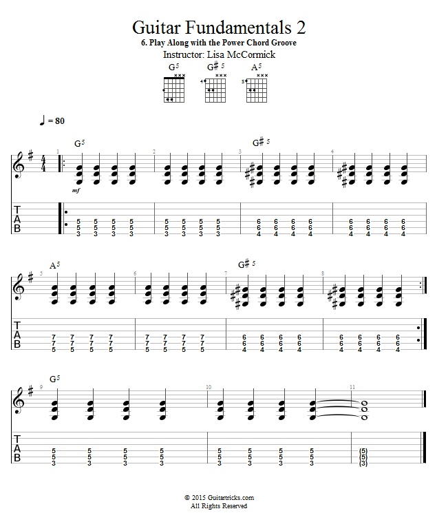 Play Along with the Power Chord Groove song notation