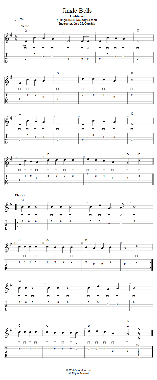 Jingle Bells: Melody Lesson song notation