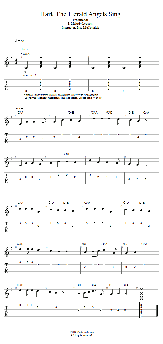 Hark! The Herald Angels Sing: Melody Lesson song notation
