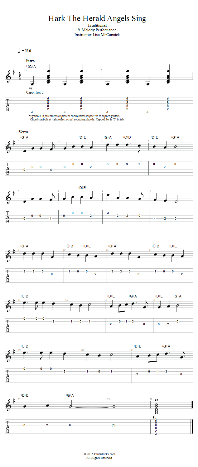 Hark! The Herald Angels Sing: Melody Performance  song notation