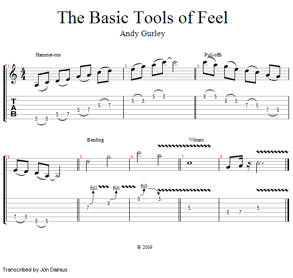 The Basic Tools of Feel song notation