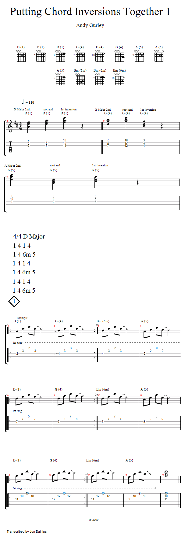 Putting Chord Inversions Together 1 song notation