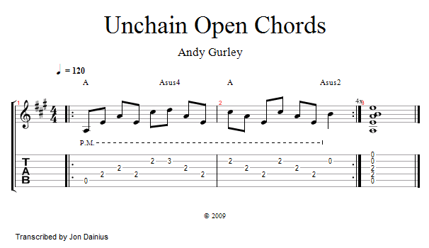Unchain Open Chords song notation