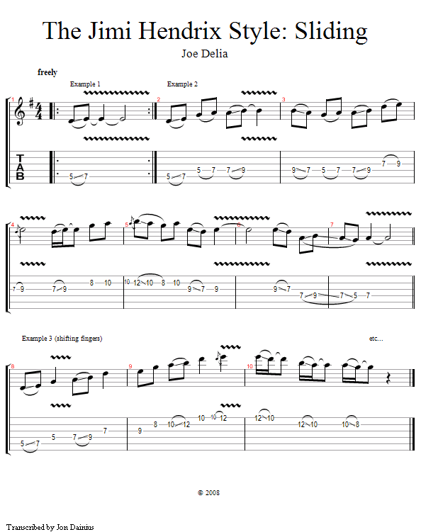Hendrix Style: Sliding song notation
