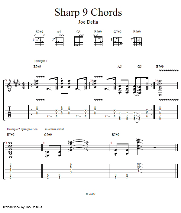 Hendrix Style: Sharp 9 Chords song notation