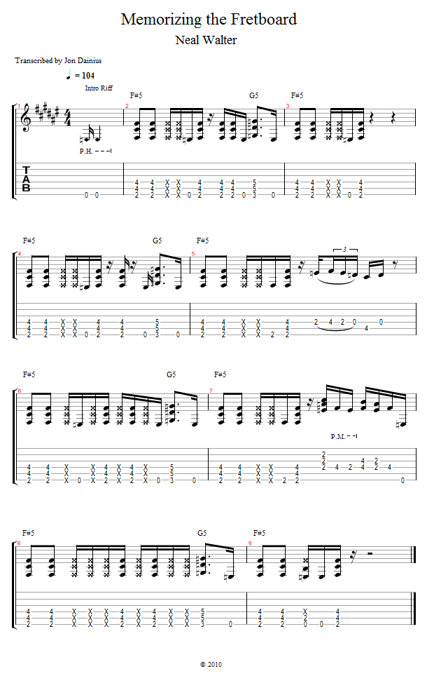 Guitar Tricks 42: Memorizing The Fretboard song notation