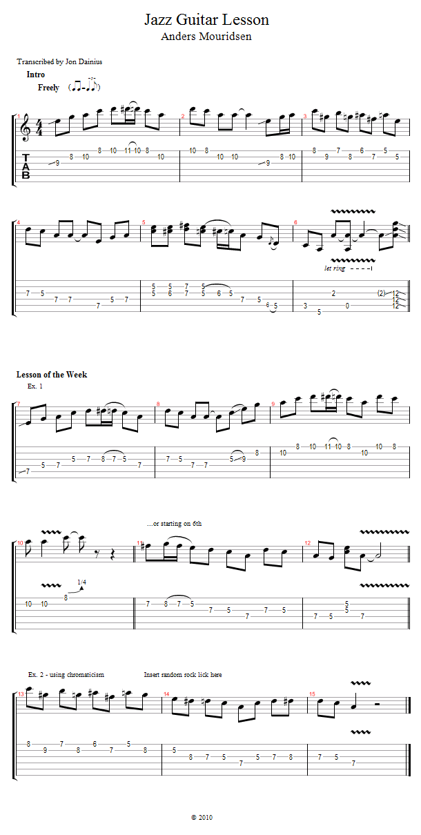 Guitar Tricks 35: Jazz Guitar Lesson song notation