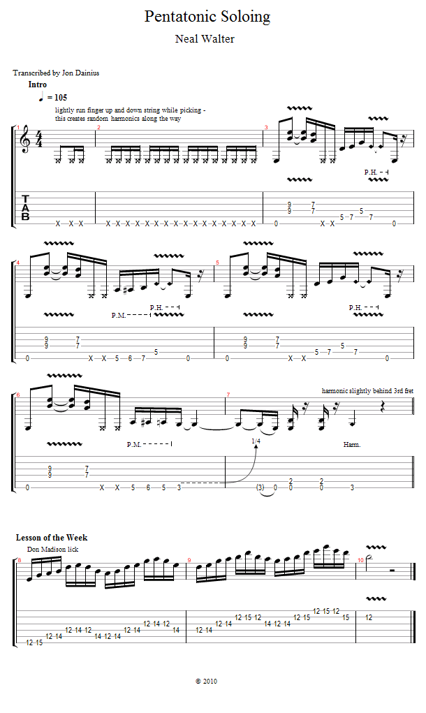 Guitar Tricks 32: Pentatonic Soloing song notation