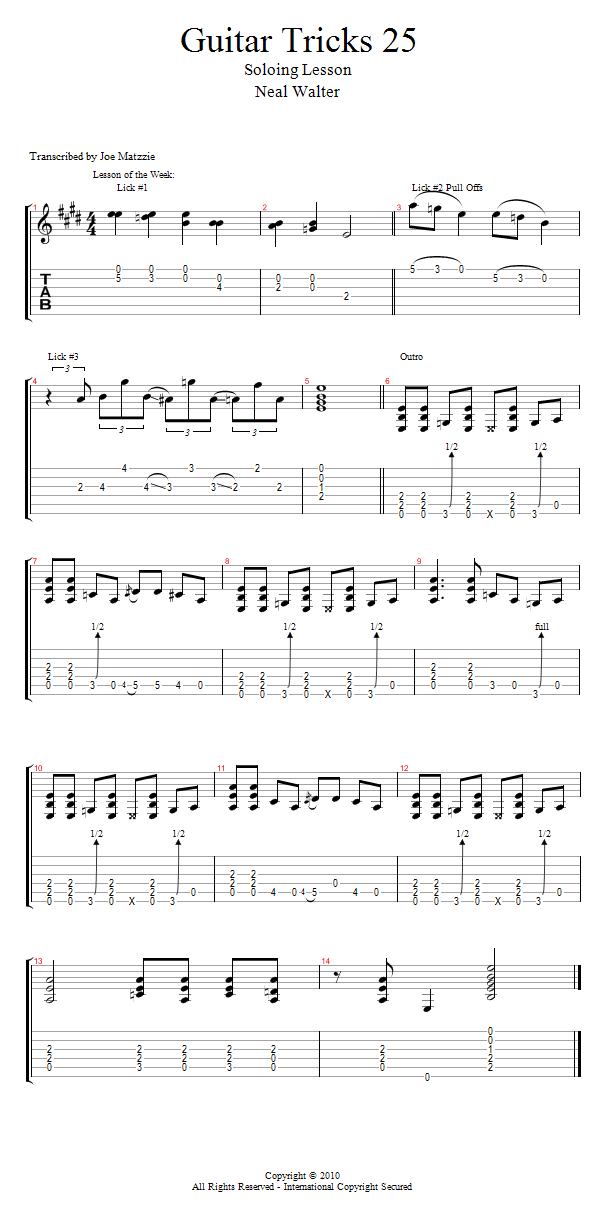 Guitar Tricks 25: Soloing Lesson song notation