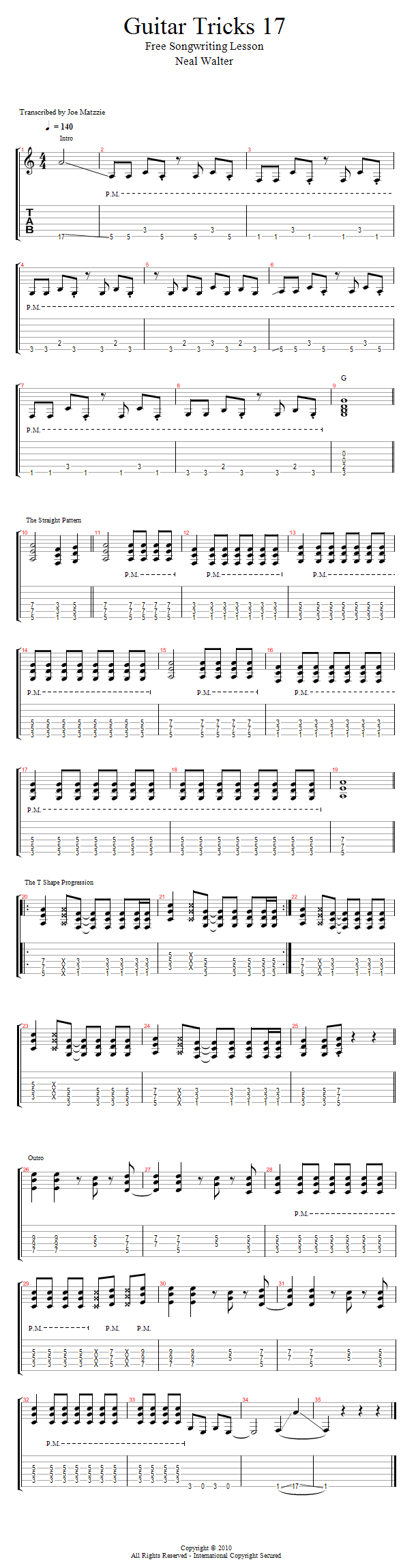 Guitar Tricks 17: Free Songwriting Lesson song notation