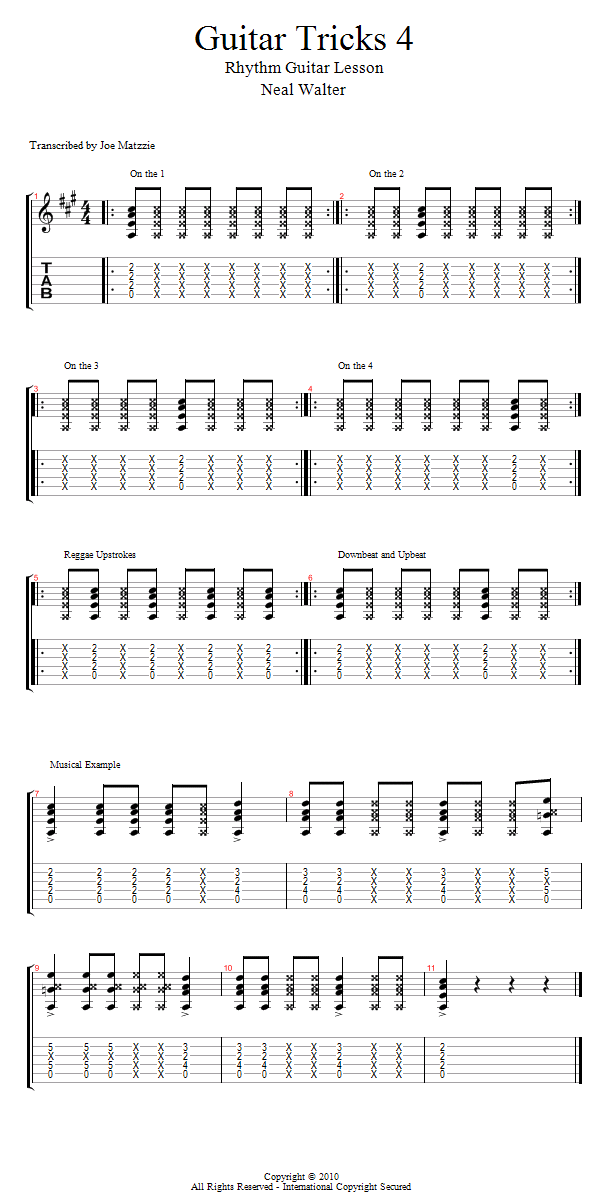 Guitar Tricks 4: Rhythm Guitar Lesson song notation