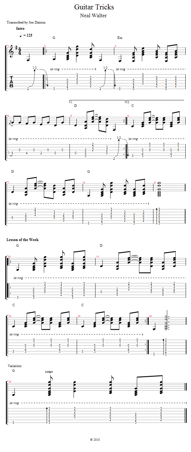 Guitar Tricks 46: Must-Know Rhythm Pattern song notation