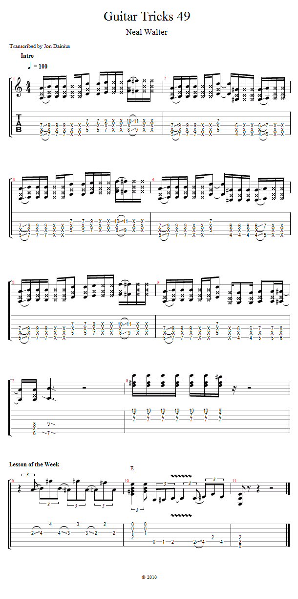 Guitar Tricks 49: Blues Rock Lead Guitar Lesson song notation