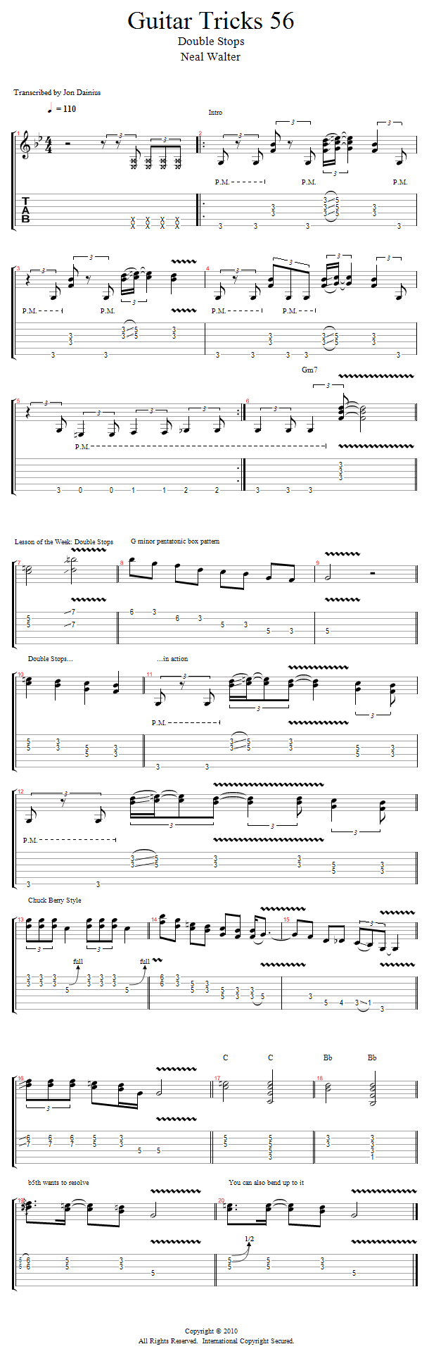 Guitar Tricks 56: Double Stops song notation