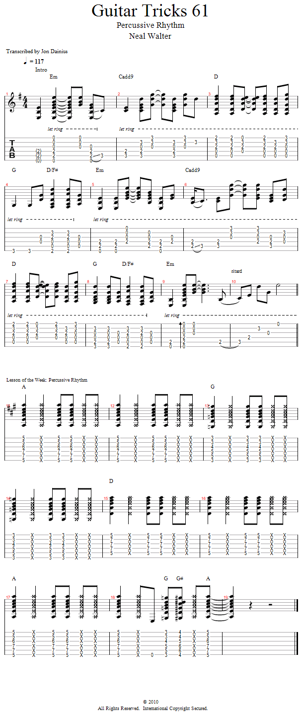 Guitar Tricks 61: Percussive Rhythm song notation