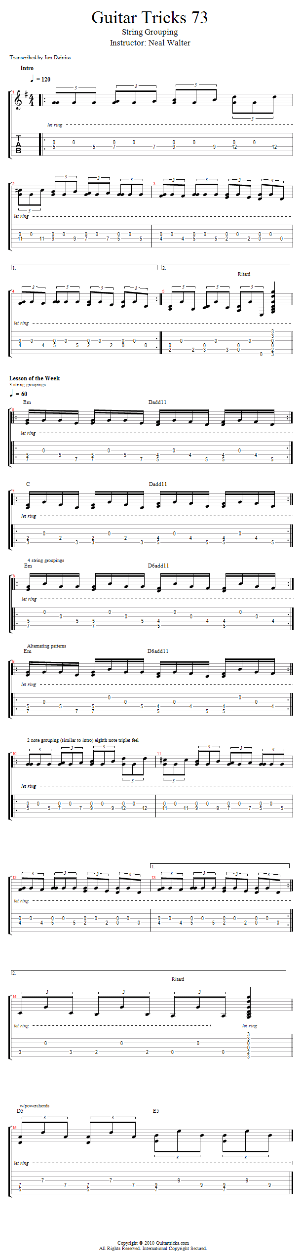 Guitar Tricks 73: String Grouping song notation