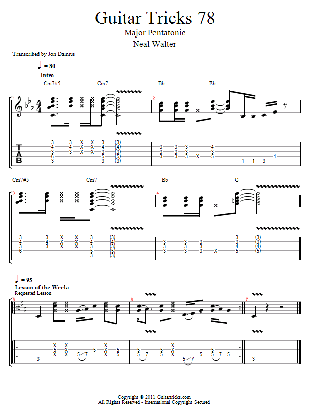 Guitar Tricks 78: Major Pentatonic song notation