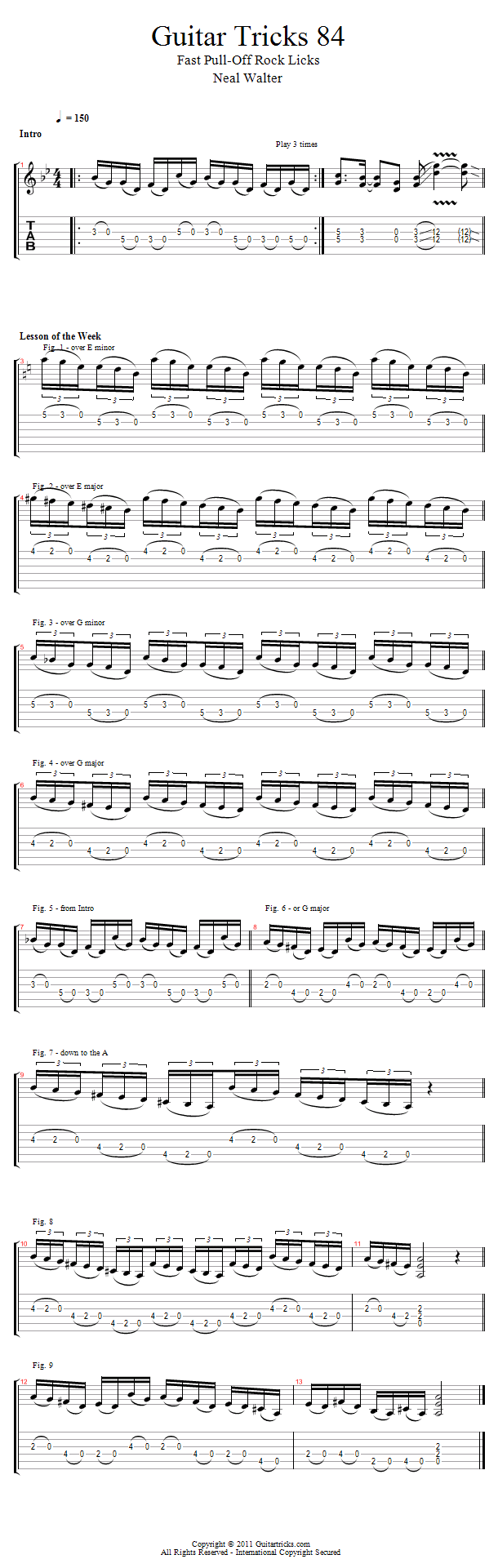 Guitar Tricks 84: Fast Pull-Off Rock Licks song notation