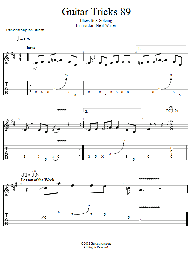 Guitar Tricks 89: Blues Box Soloing song notation