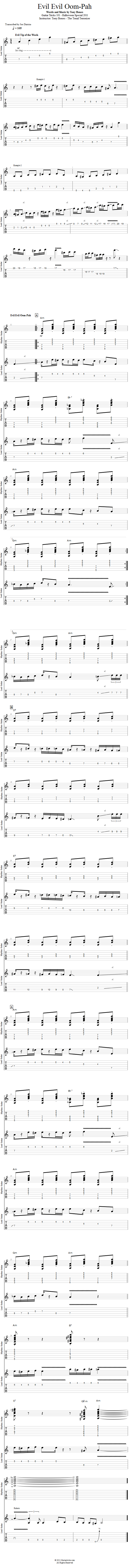 Guitar Tricks 101 - Halloween Special 2011 song notation