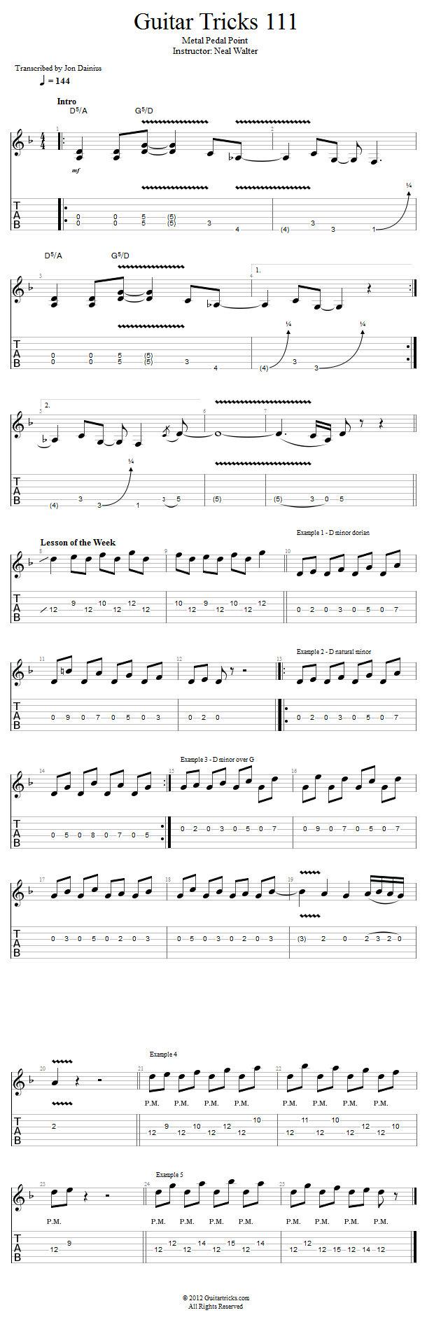 Guitar Tricks 111: Metal Pedal Point song notation
