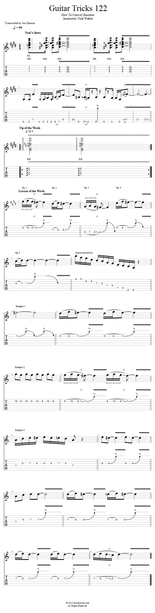 Guitar Tricks 122: How-To Convey Emotion song notation
