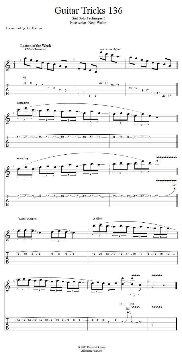 Guitar Tricks 136: Guit Solo Technique 5 song notation